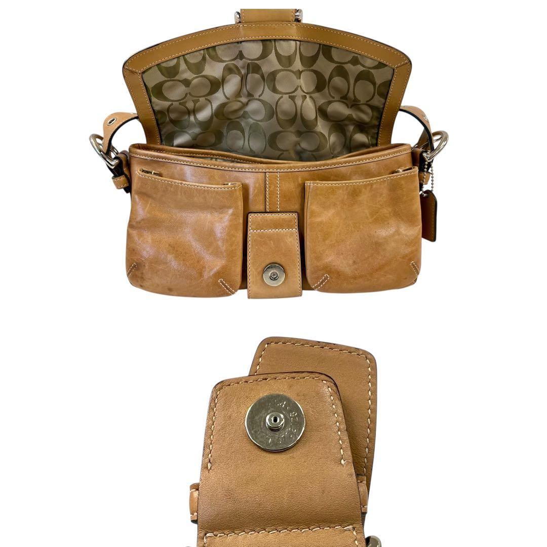 【希少】コーチ ソーホー フラップ ショルダーバッグ レザー キャメル 3653