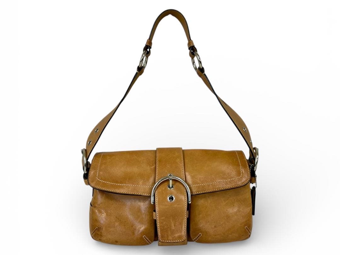 【希少】コーチ ソーホー フラップ ショルダーバッグ レザー キャメル 3653