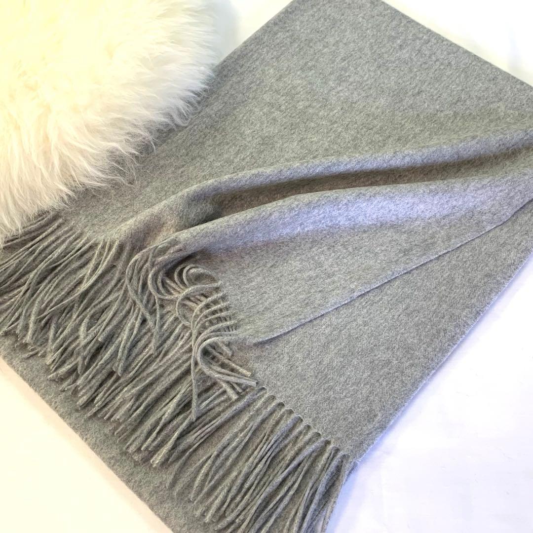 極上カシミヤ100%☆大判 ストール☆ ミドルグレー