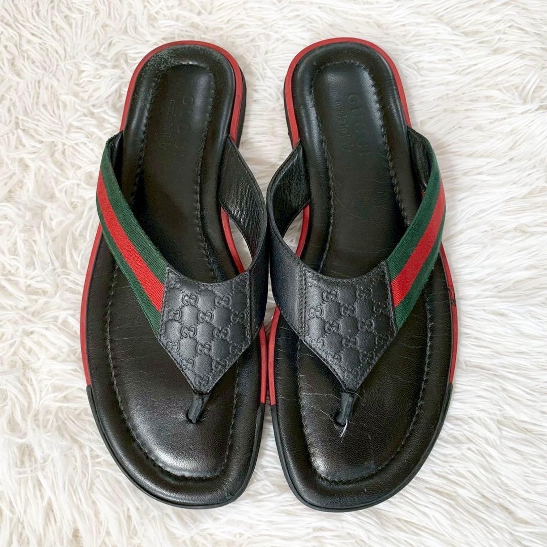 GUCCI　グッチ　シェリーライン　グッチシマ　GGロゴ　トング　レザーサンダル