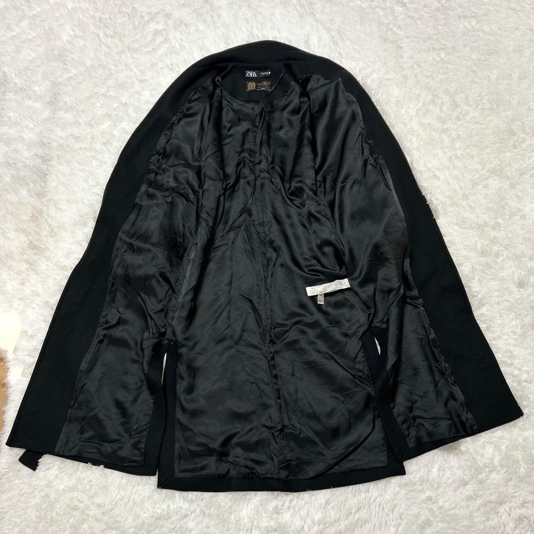 美品✨ZARA MANTECO 女優襟 ベルテッドロングコート 黒 L 810