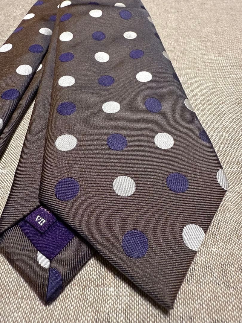 【美品】Seaward & Stearn／シルクドットタイ／ブラウン／英国製