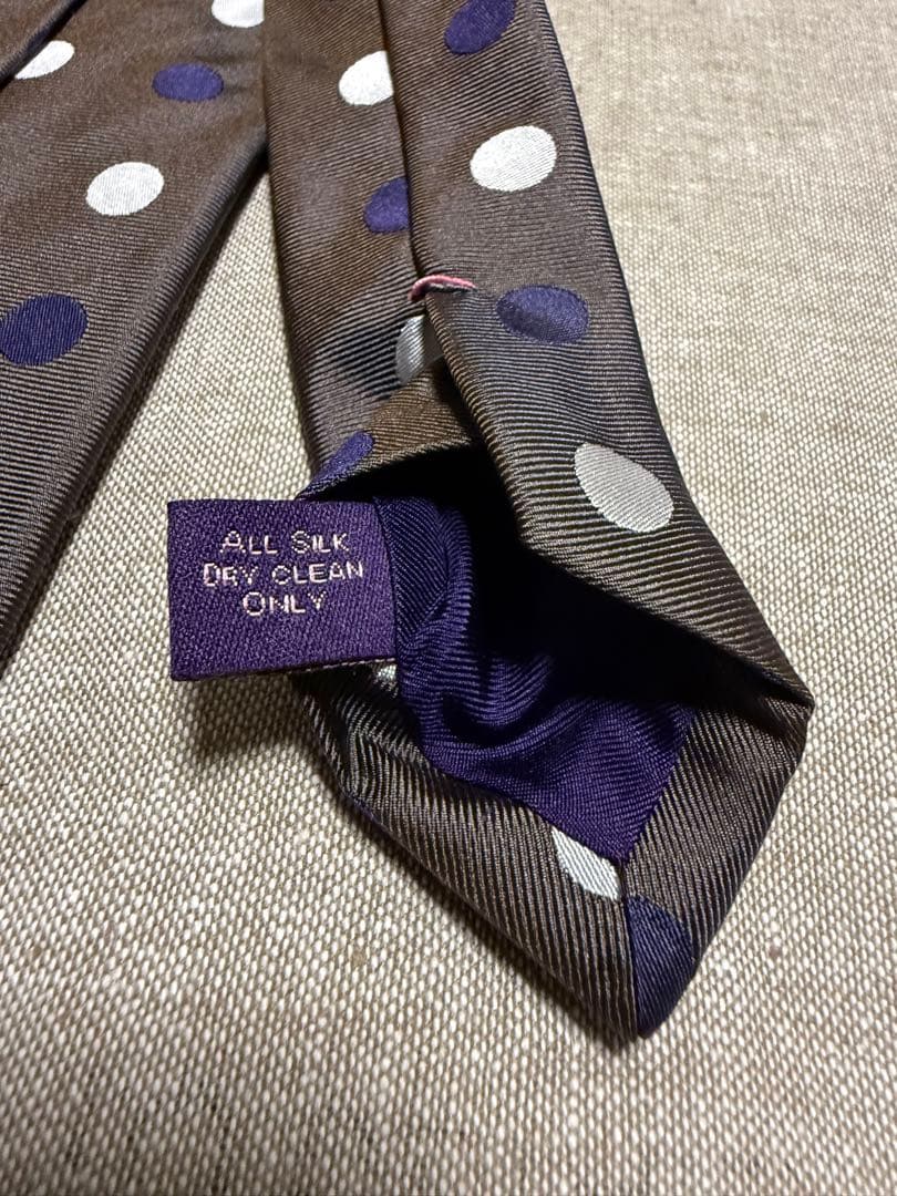 【美品】Seaward & Stearn／シルクドットタイ／ブラウン／英国製