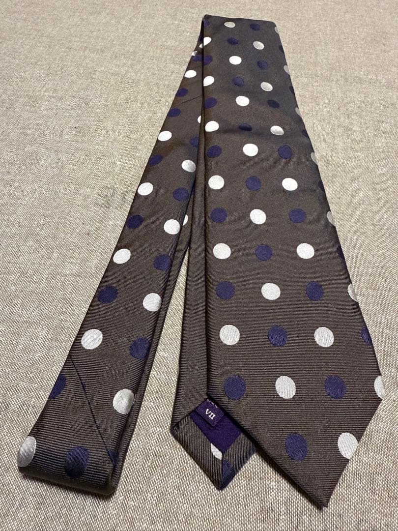 【美品】Seaward & Stearn／シルクドットタイ／ブラウン／英国製