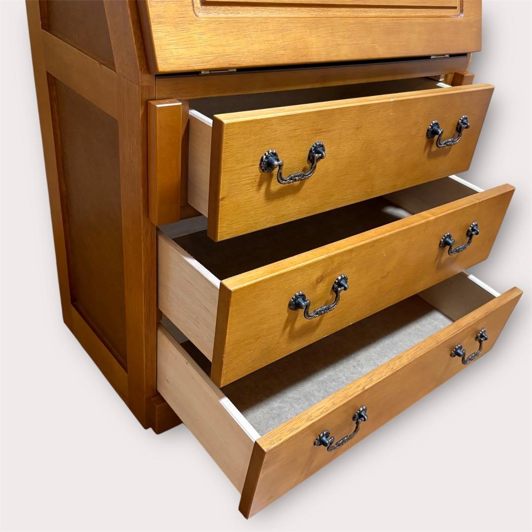 アンティーク調 ライティングビューロー チェスト デスク コンパクト