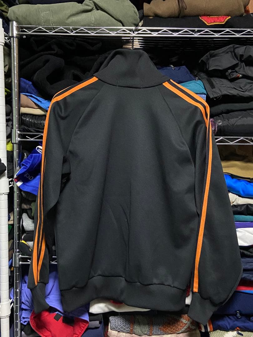 80s adidas トラックジャケット ジャージ ブラック/オレンジ