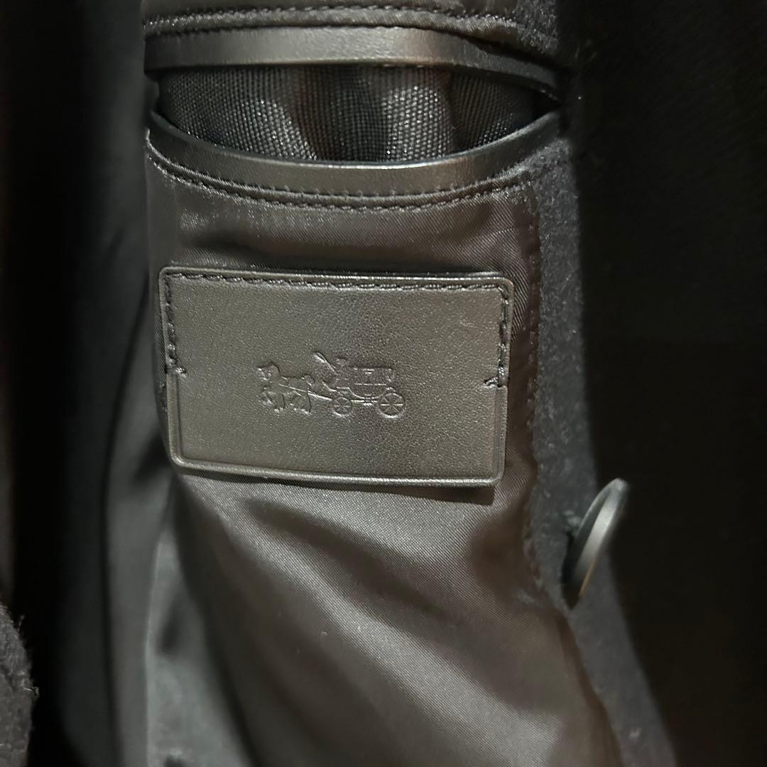 メンズコーチ　黒 ウール ダブルブレストコート coach
