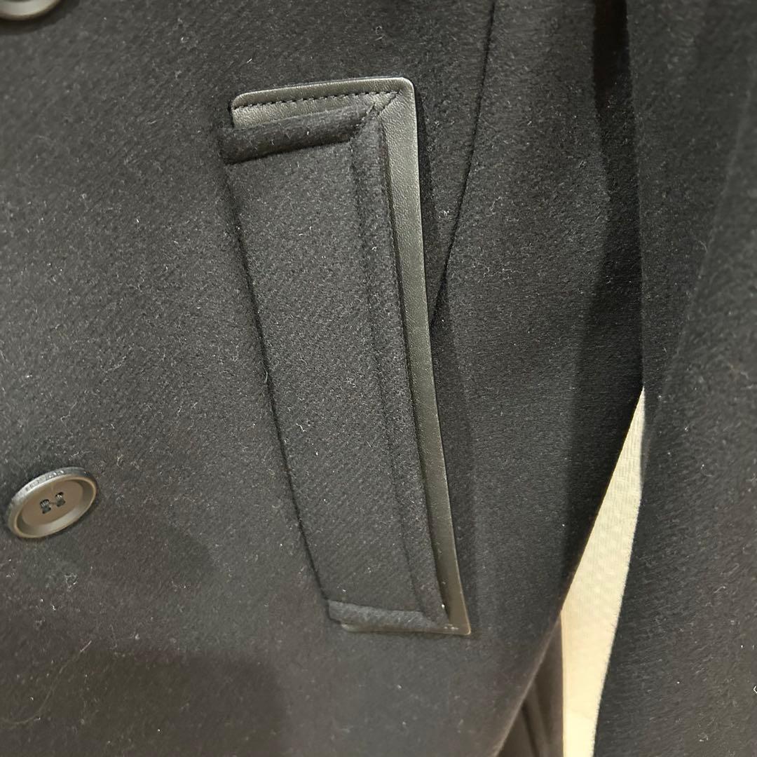 メンズコーチ　黒 ウール ダブルブレストコート coach