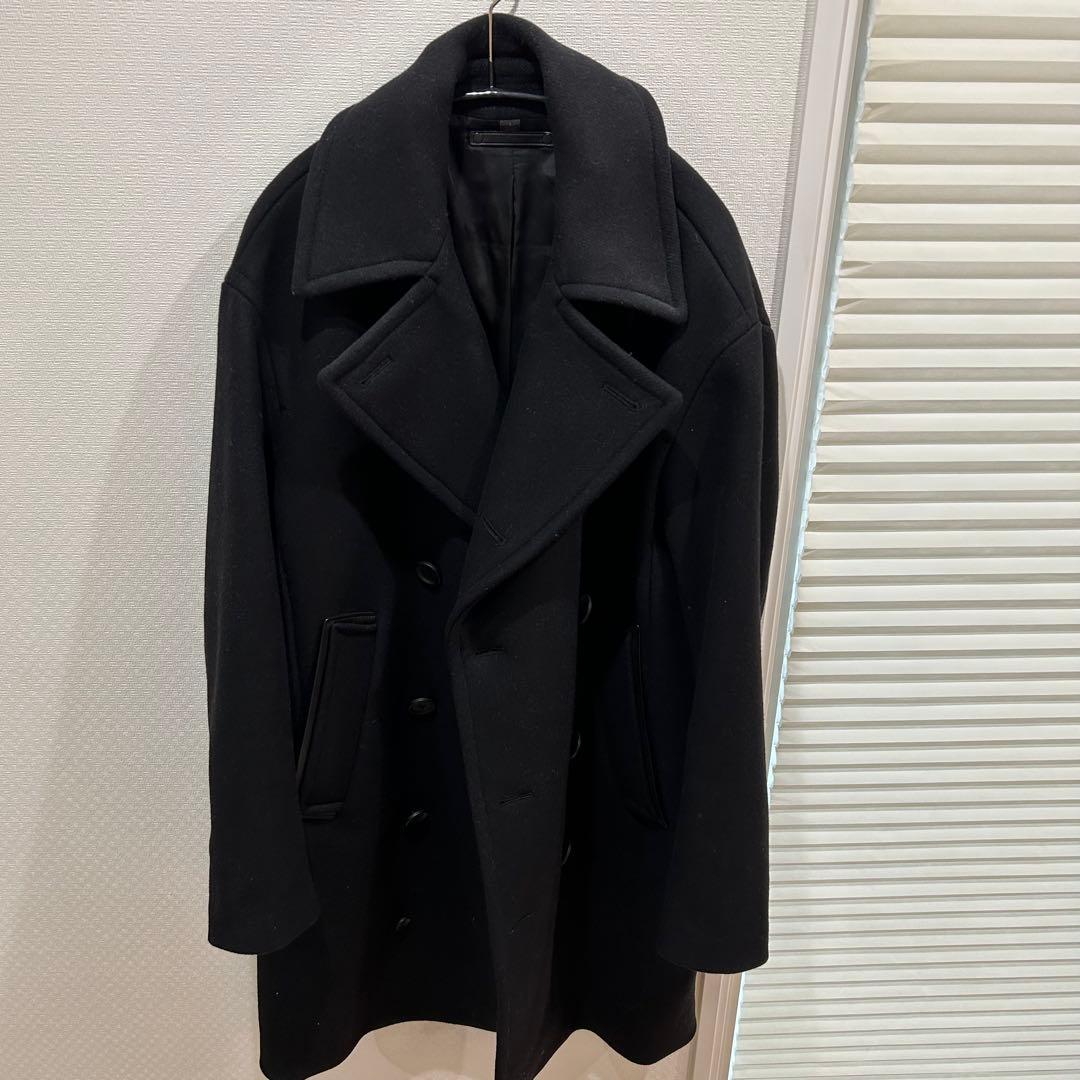 メンズコーチ　黒 ウール ダブルブレストコート coach