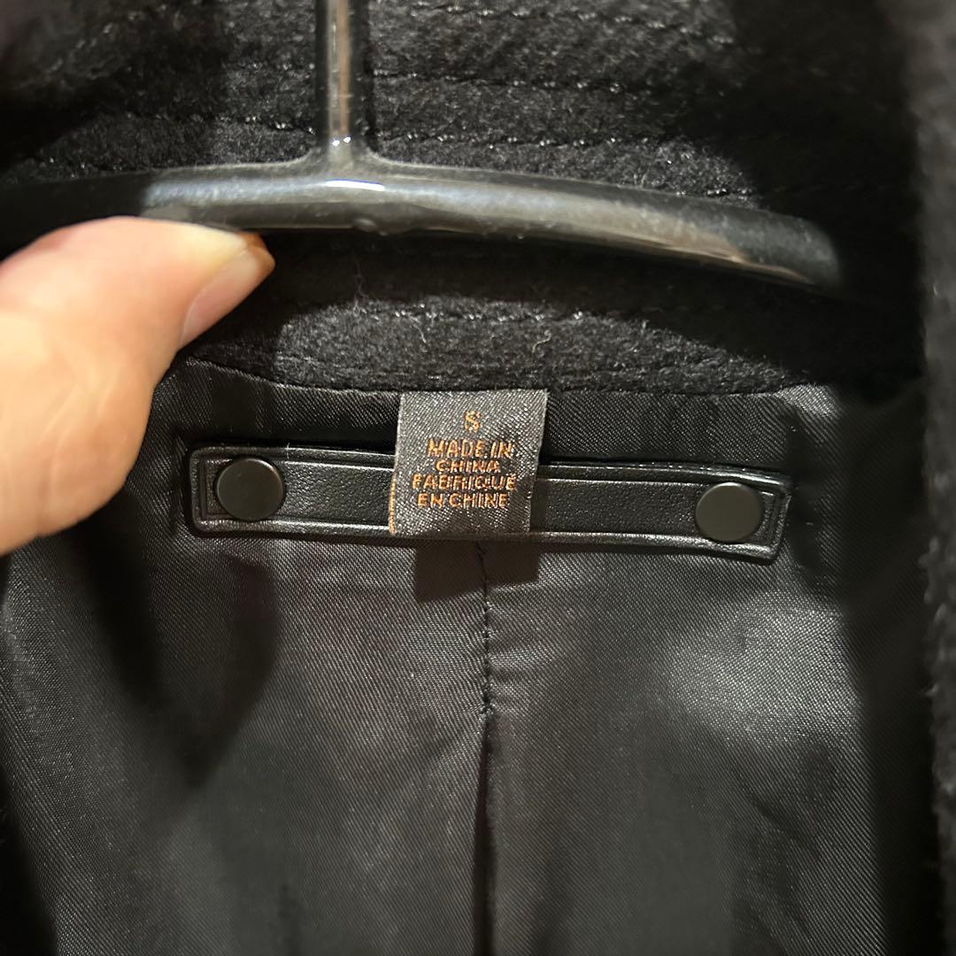 メンズコーチ　黒 ウール ダブルブレストコート coach