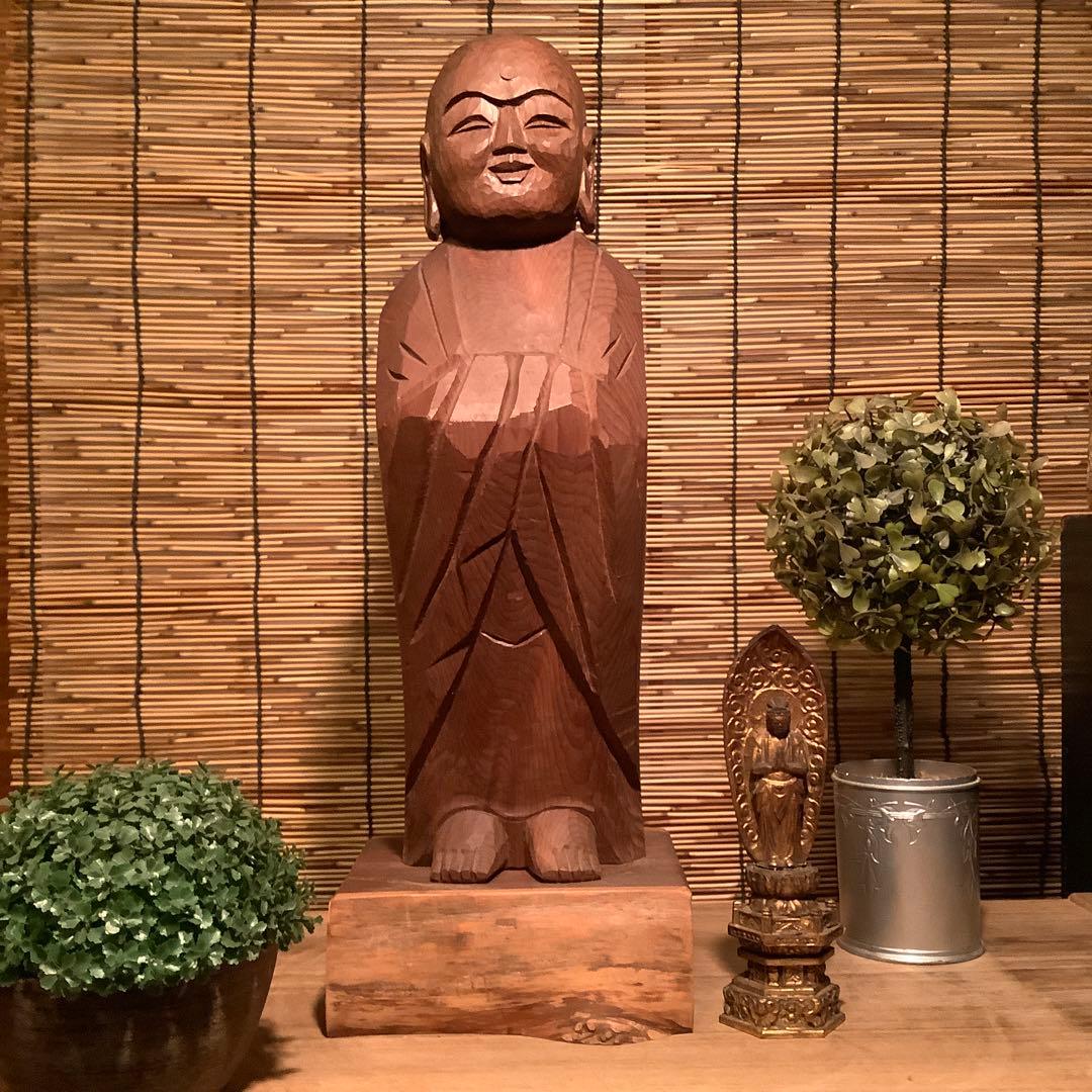 コダック様売約keep「合掌・勢至菩薩＋救世地蔵菩薩」ニ仏・漆金箔・木彫