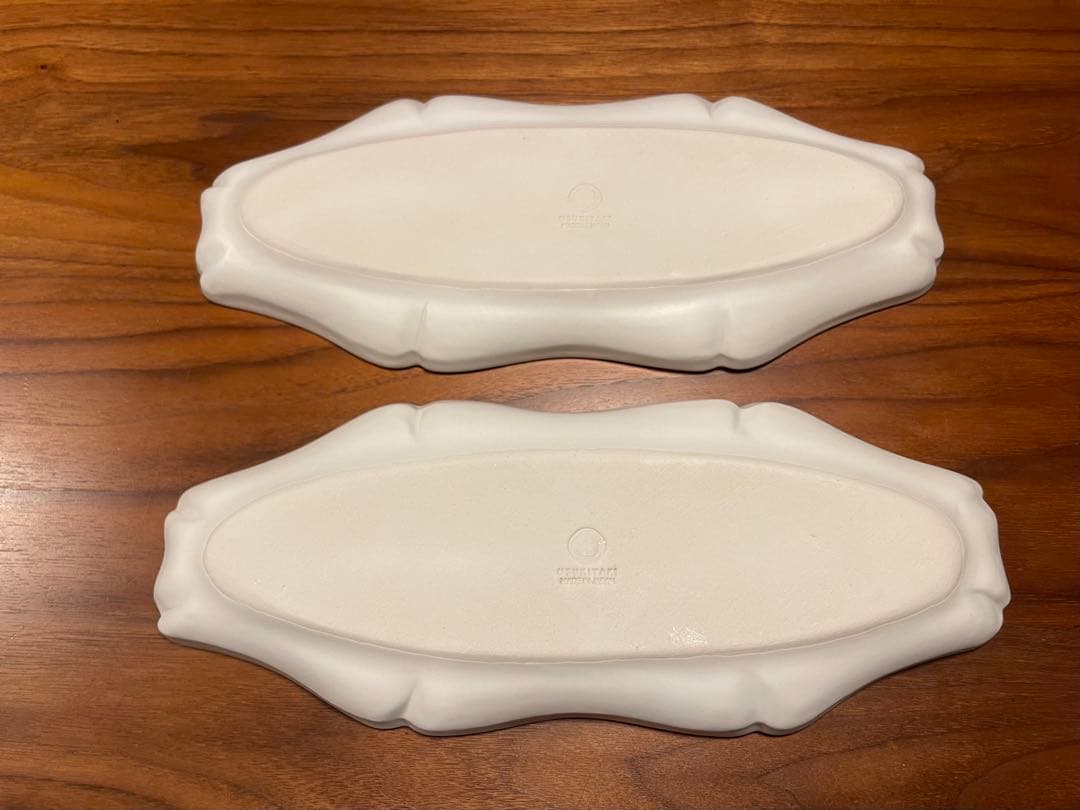 臼杵焼 輪花オーバル長皿 白 White 2枚セット