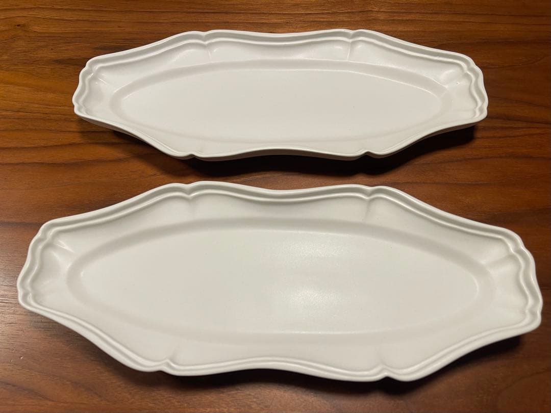 臼杵焼 輪花オーバル長皿 白 White 2枚セット