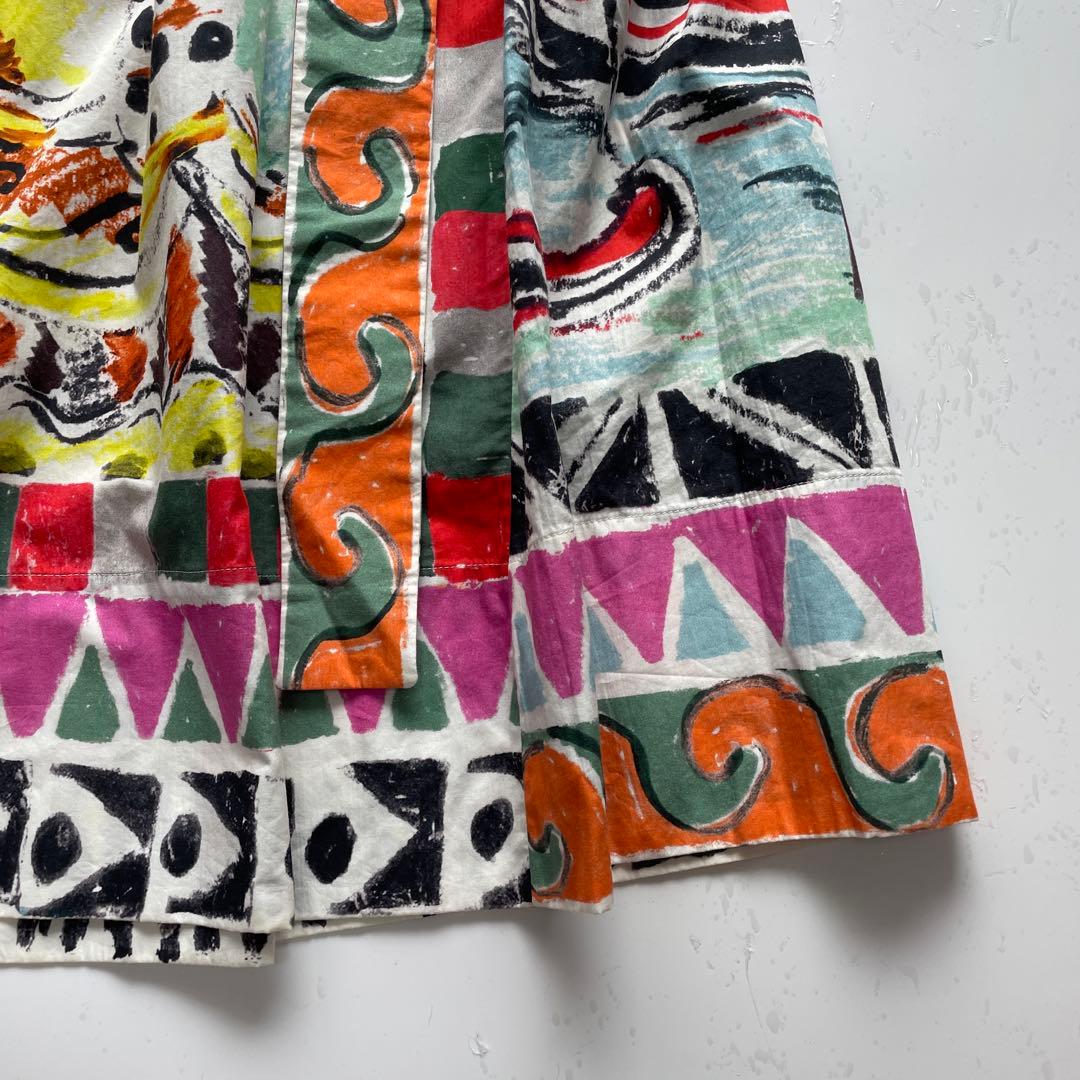 美品　PRADA　プラダ　 ベネチア総柄　プリントフレアスカート　サイズ40
