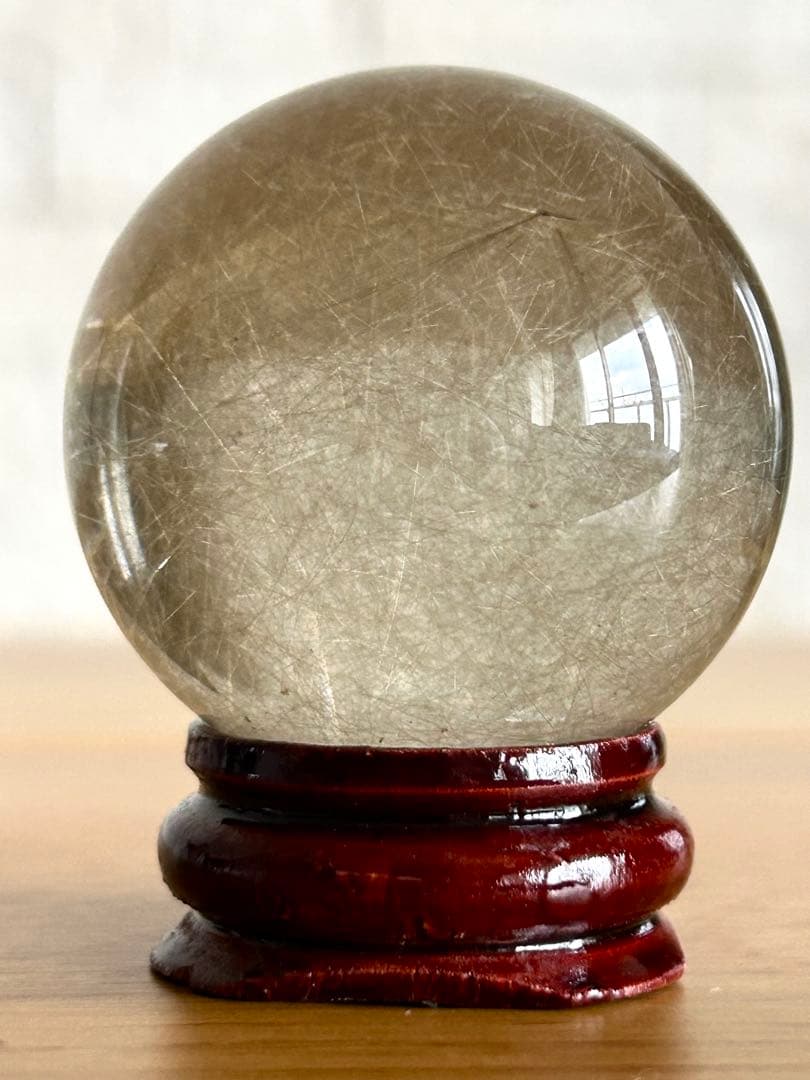 スモーキー　ルチルクォーツ　水晶　スフィア　39.9㎜
