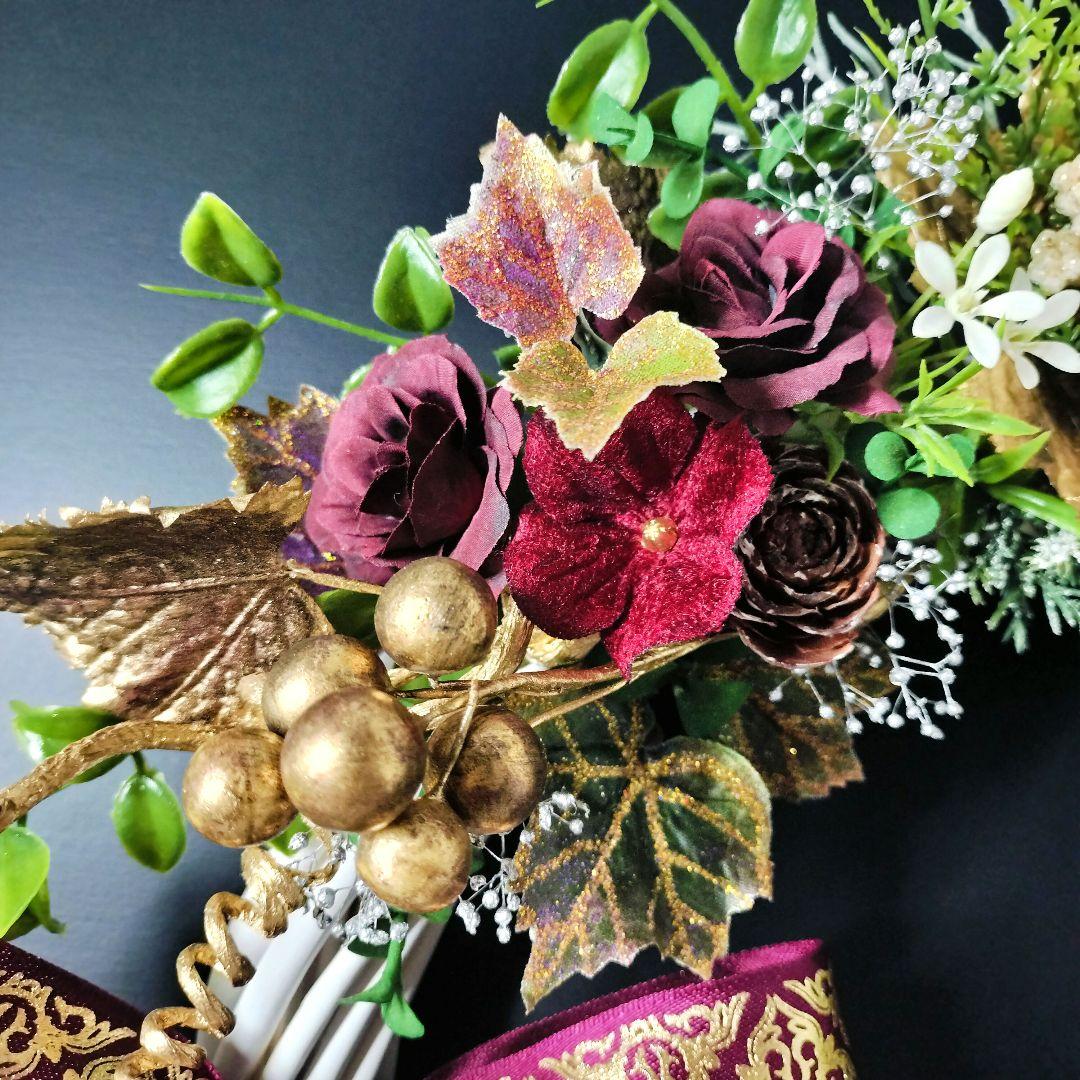 商品名【輝羅】みーこ❤ポインセチアのクリスマス フラワーリース✳玄関リース