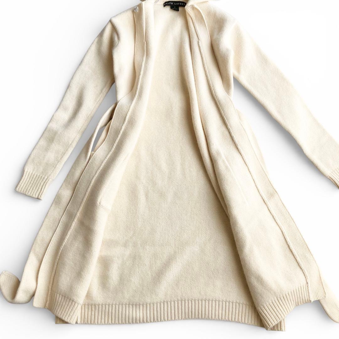 【美品】ラルフローレン ウール シルク混 ベルテッドロングニットワンピース S