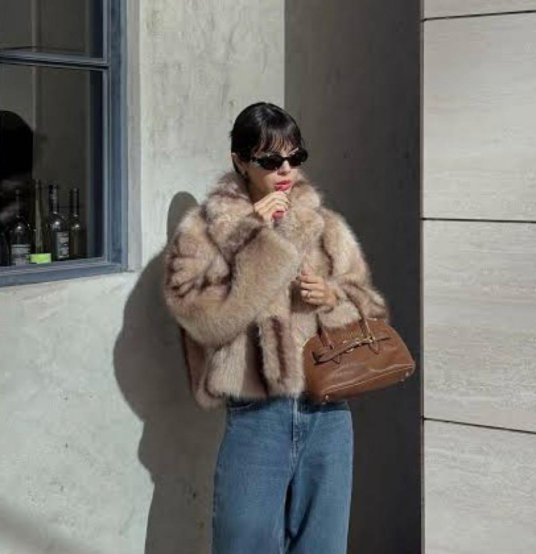 NKNIT/vegan fur big jacket【short】