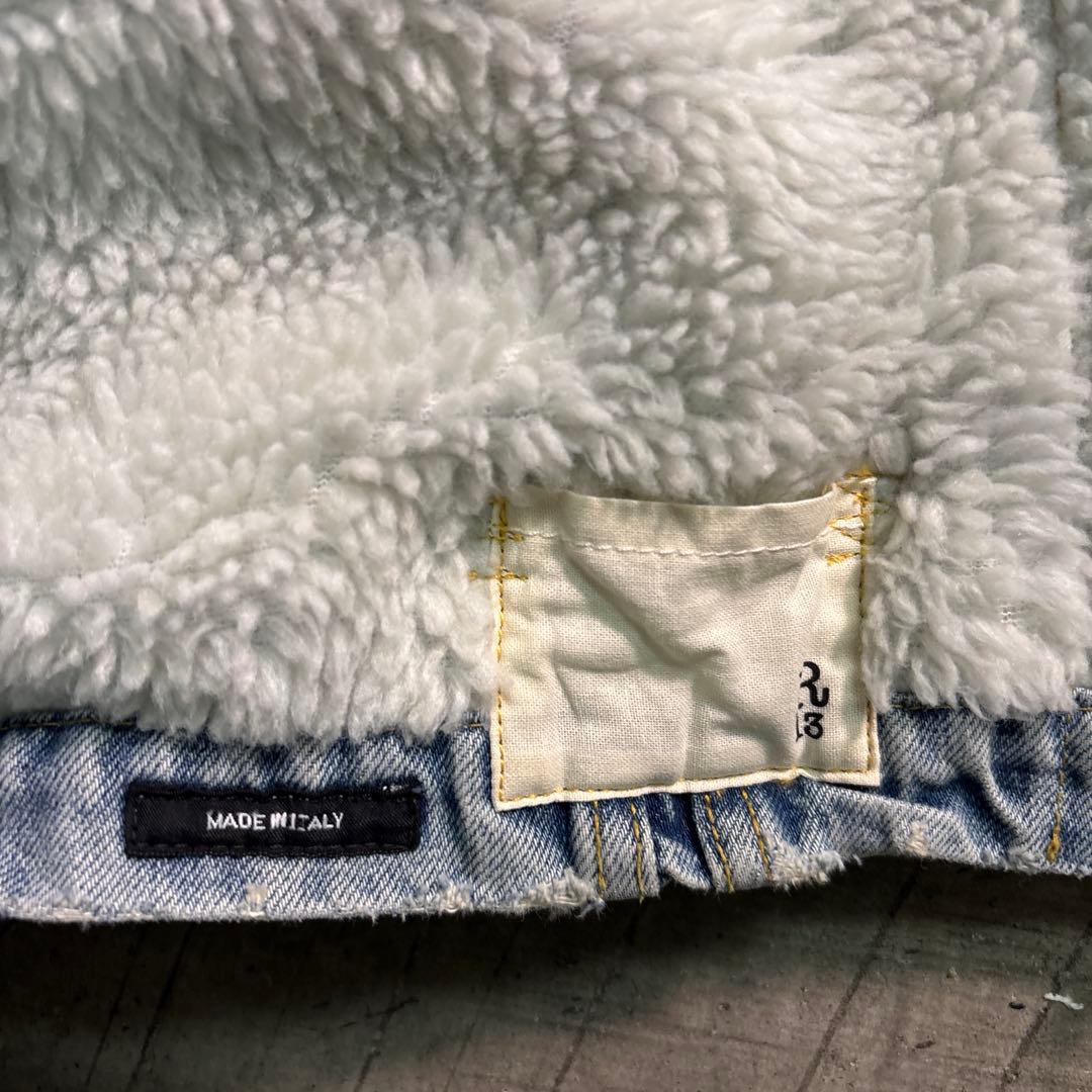 7AS8 R13 イタリア製　デニムジャケット　ロング　裏ボア　Gジャン　古着