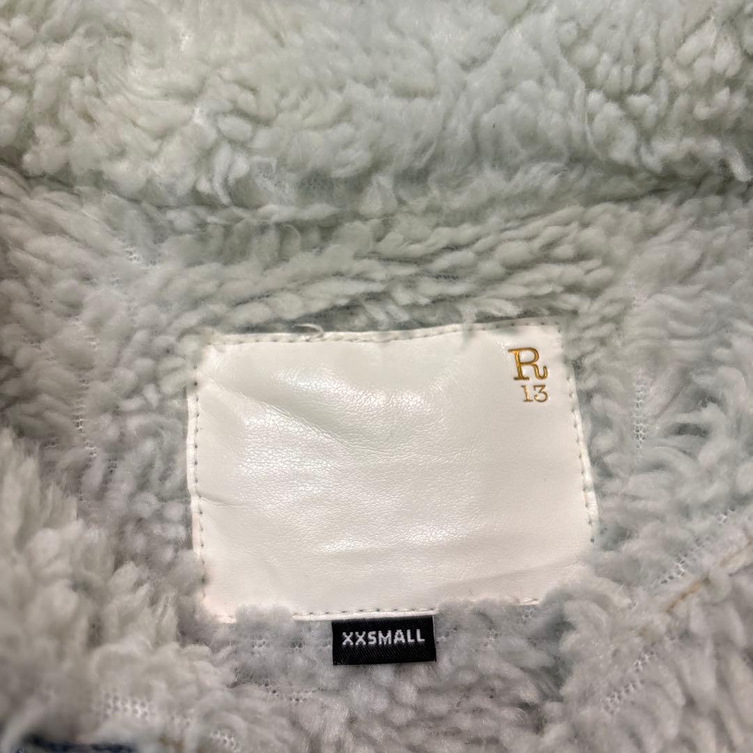 7AS8 R13 イタリア製　デニムジャケット　ロング　裏ボア　Gジャン　古着