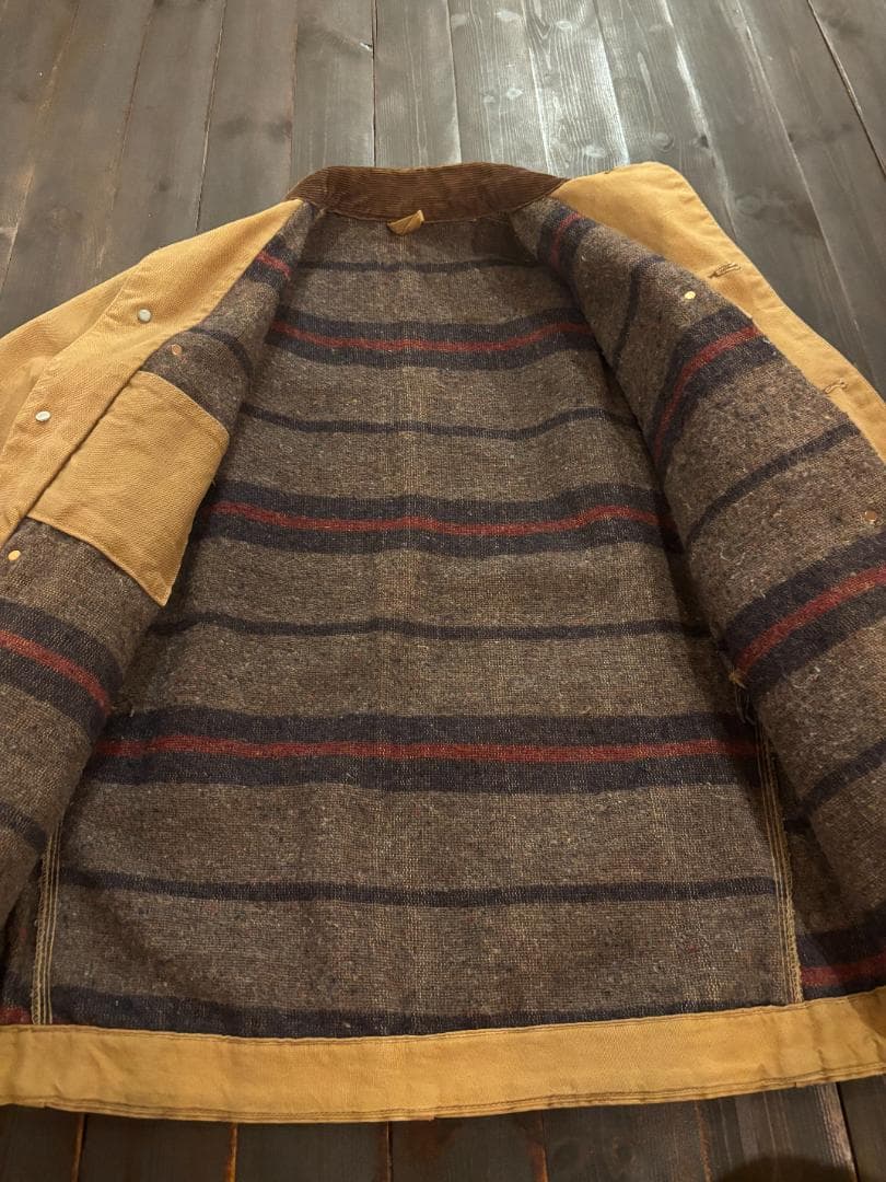 Carhartt 80S BIG C ボタン 横縞ブランケット ビンテージチョア