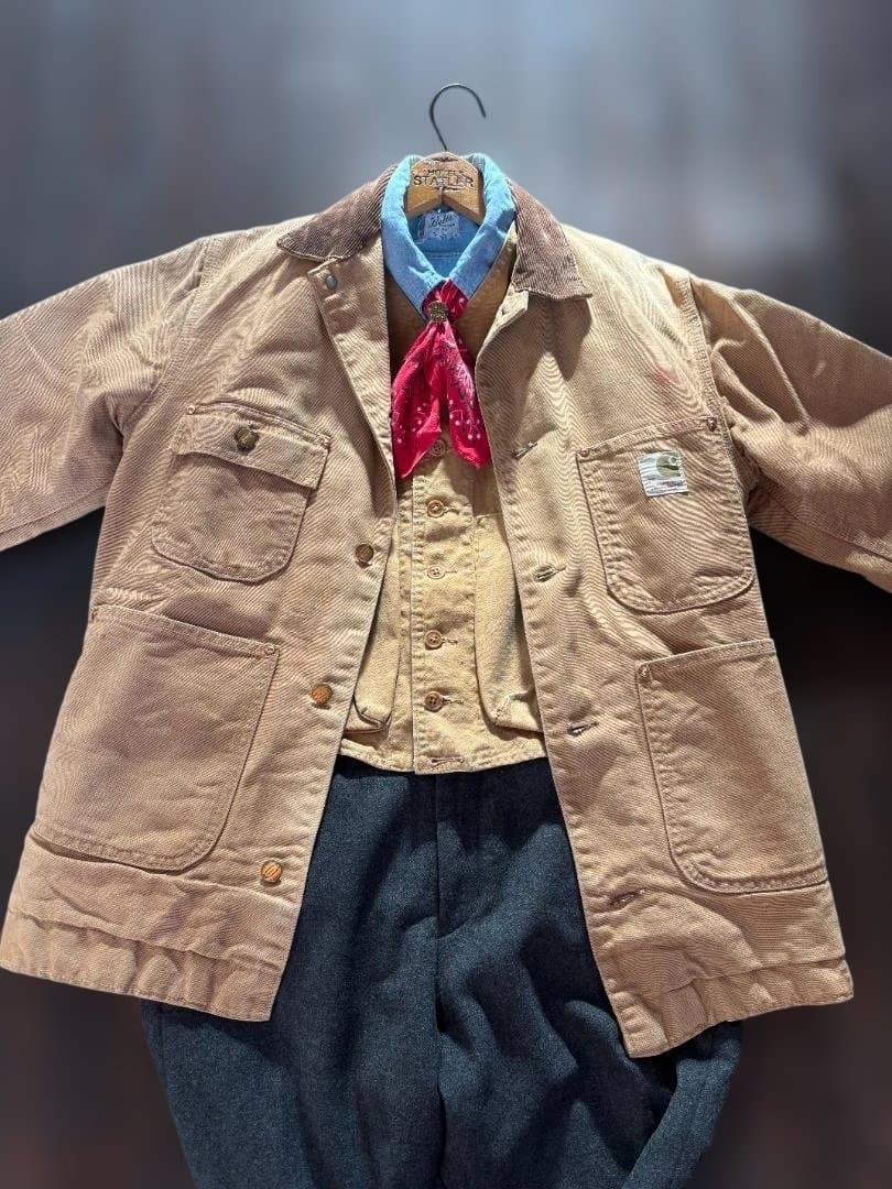 Carhartt 80S BIG C ボタン 横縞ブランケット ビンテージチョア