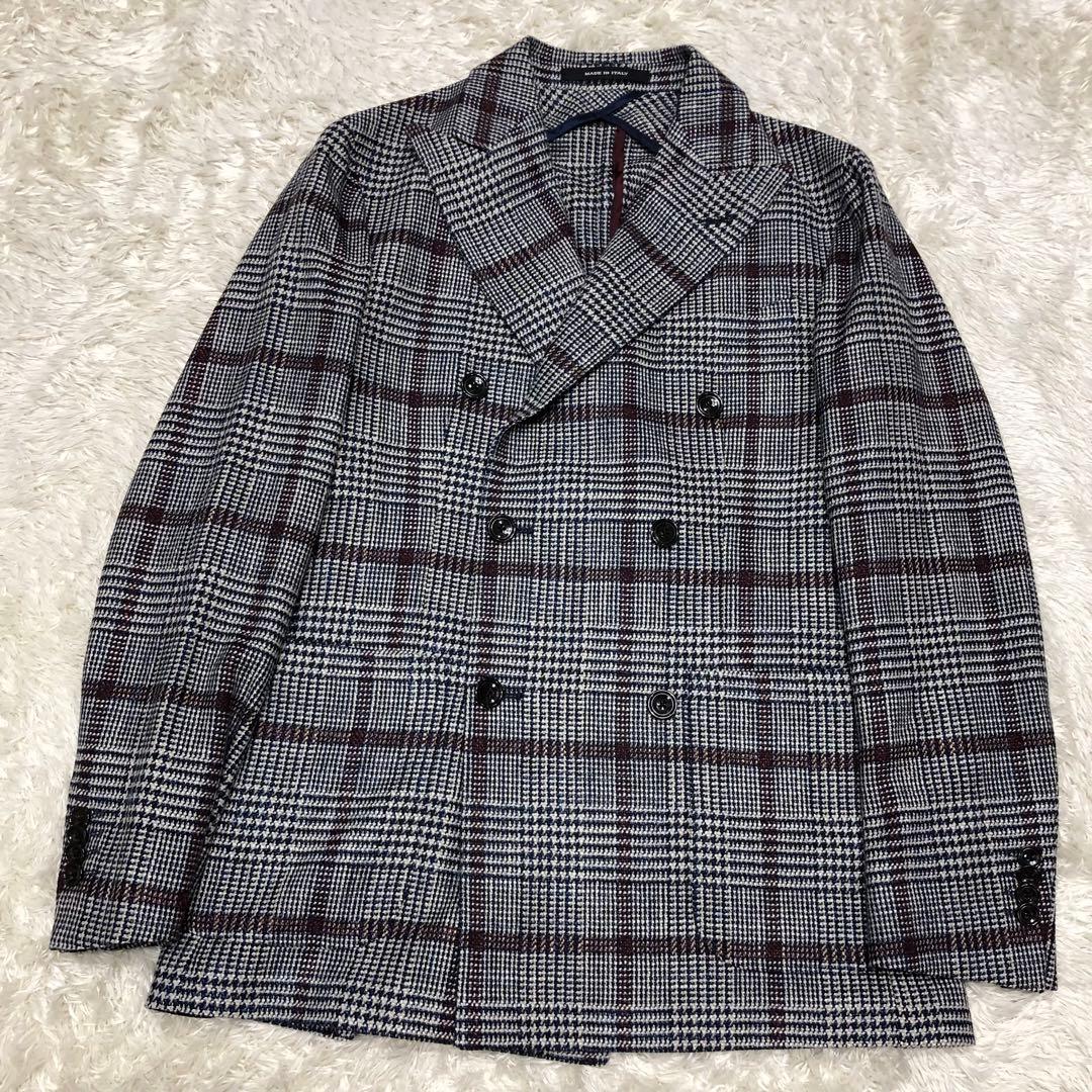 美品✨タリアトーレ ブリッラ ダブルテーラードジャケット グレー チェック 42