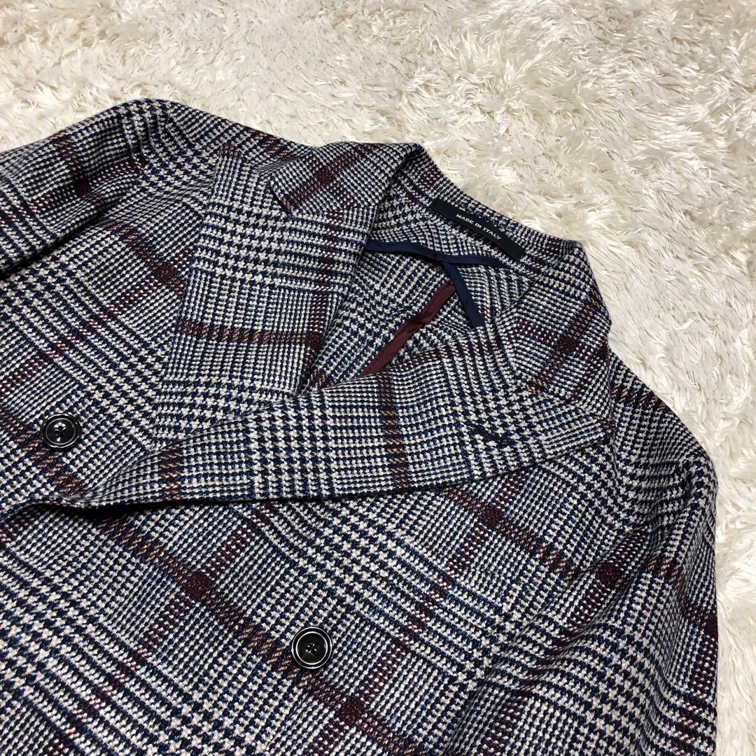 美品✨タリアトーレ ブリッラ ダブルテーラードジャケット グレー チェック 42