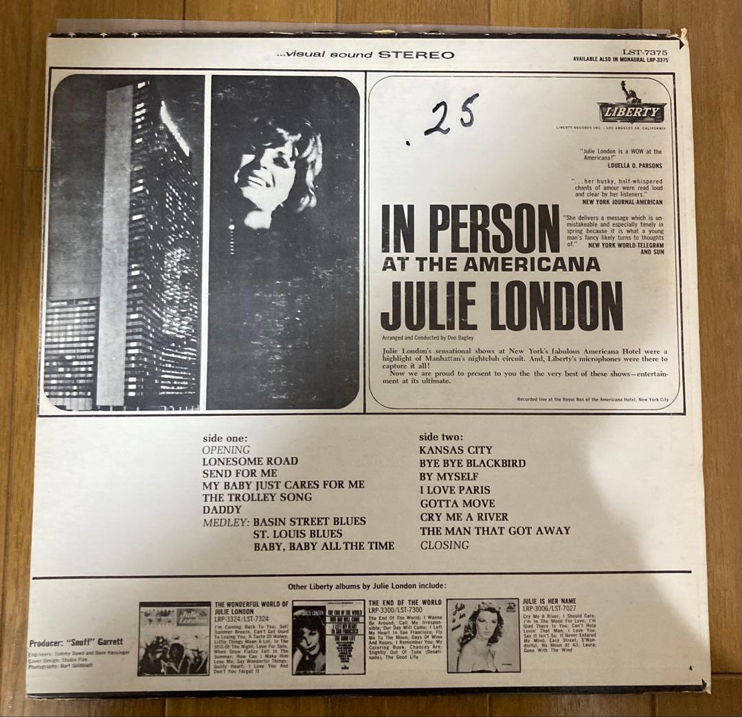 稀少USオリジナルLiveジュリーロンドンJulie Londonレコード