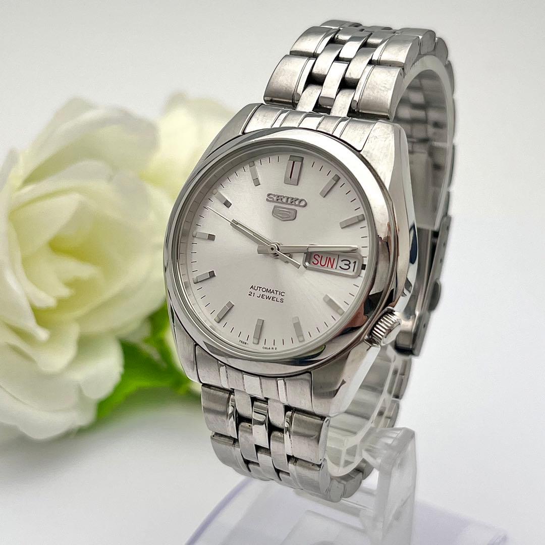 ☆裏スケルトン☆セイコー　ファイブ　自動巻き　メンズ腕時計　デイデイト