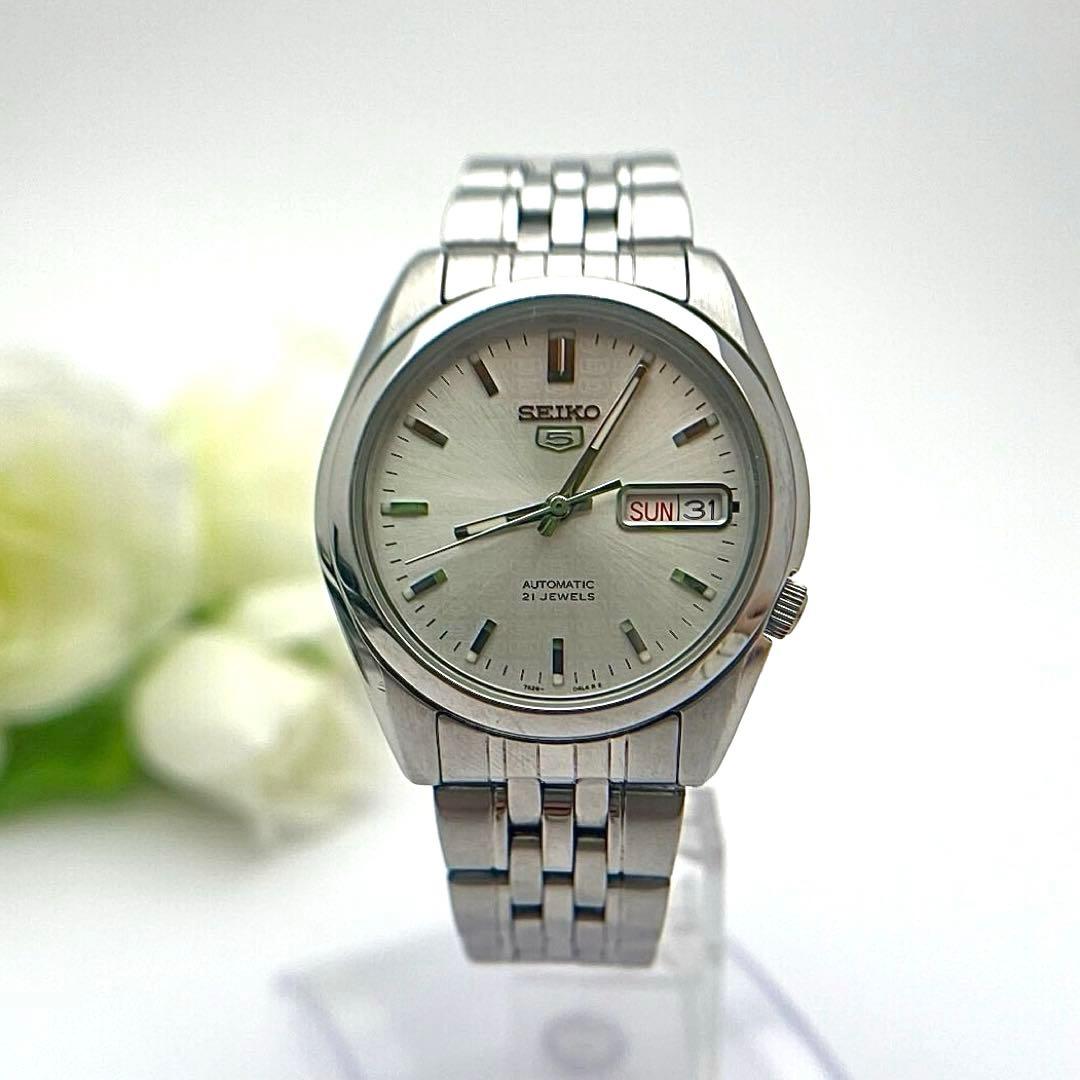 ☆裏スケルトン☆セイコー　ファイブ　自動巻き　メンズ腕時計　デイデイト