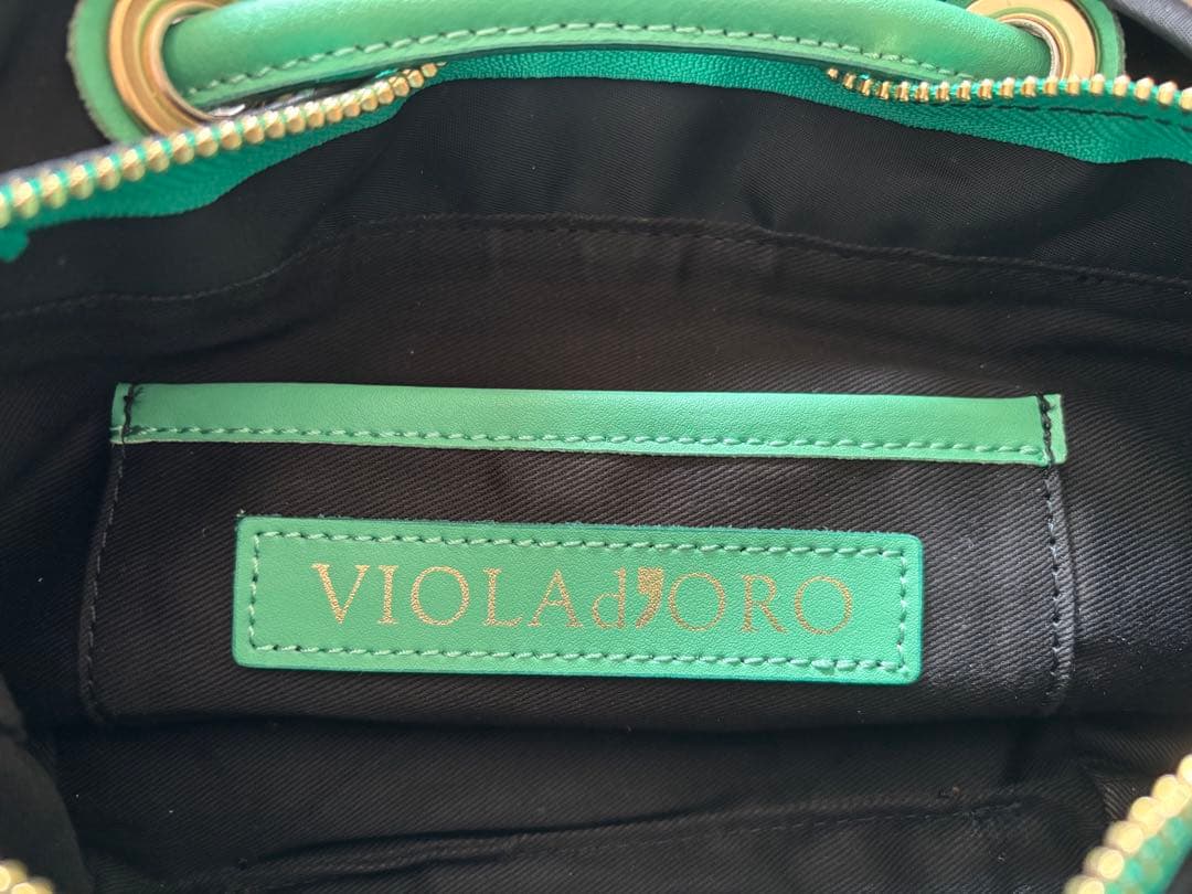 ★VIOLA d'ORO （ヴィオラドーロ）ブラック/グリーン バッグ（XS）★
