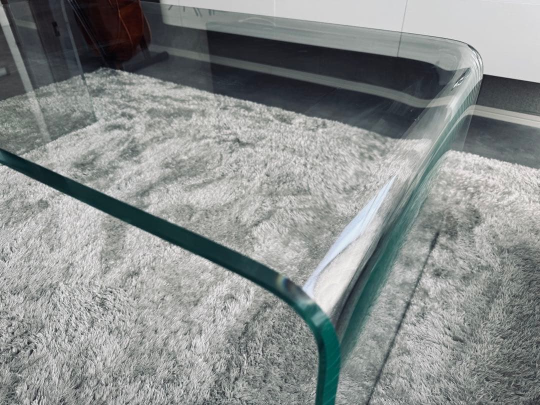 【美品】大塚家具 ガラスローテーブル 一枚ガラス スタイリッシュ 強化ガラス