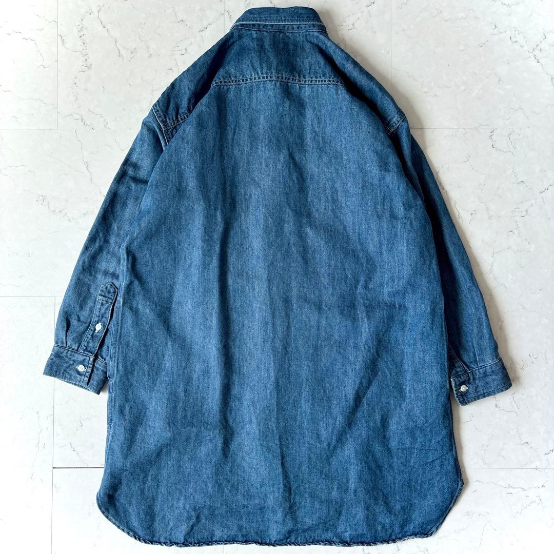 美品 ヴェリテクール 日本製 大き目 コットン リネン デニムシャツ ワンピース