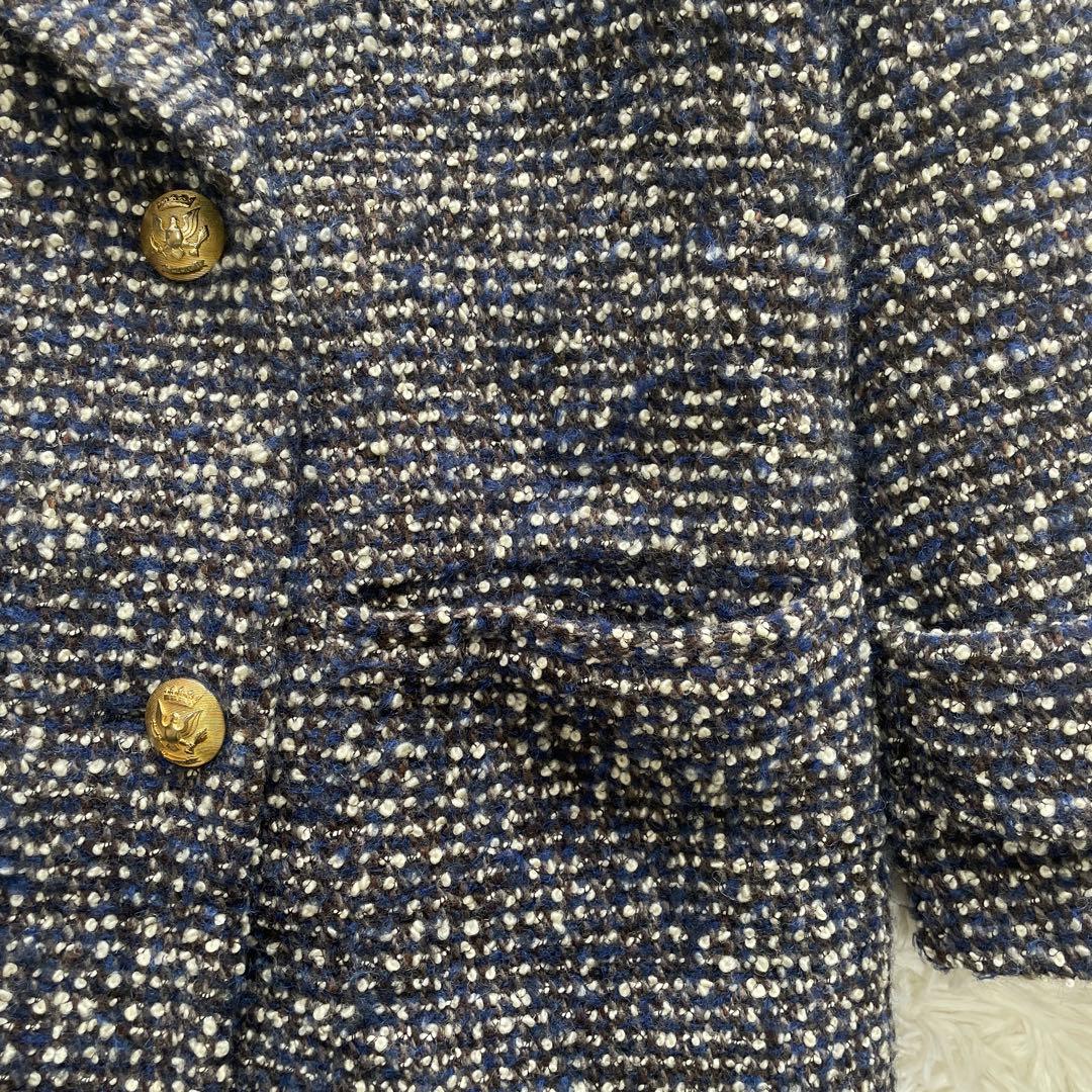 イレブンティ 伊製 ポロコート メランジ 起毛ブークレ　毛　総裏キルティング