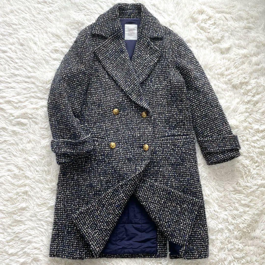 イレブンティ 伊製 ポロコート メランジ 起毛ブークレ　毛　総裏キルティング