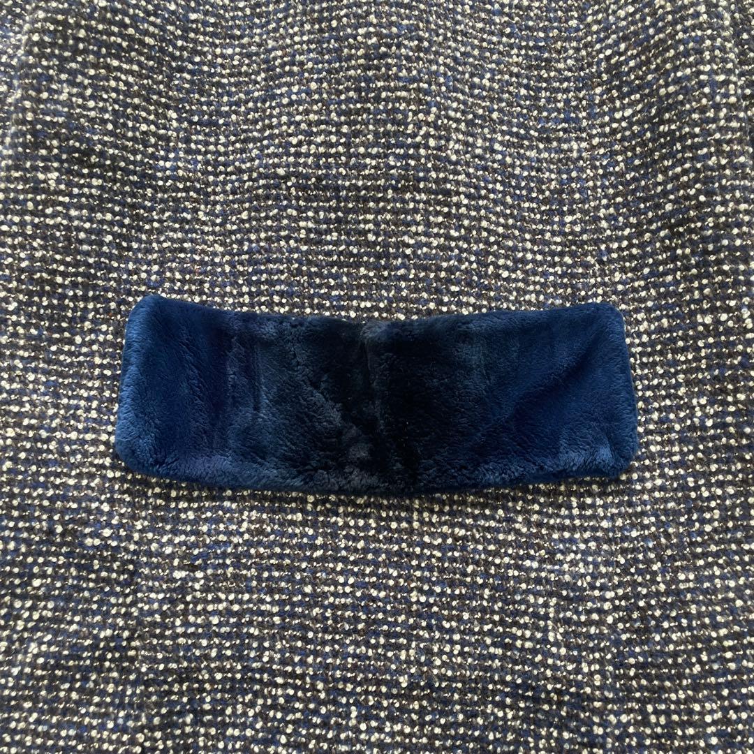 イレブンティ 伊製 ポロコート メランジ 起毛ブークレ　毛　総裏キルティング