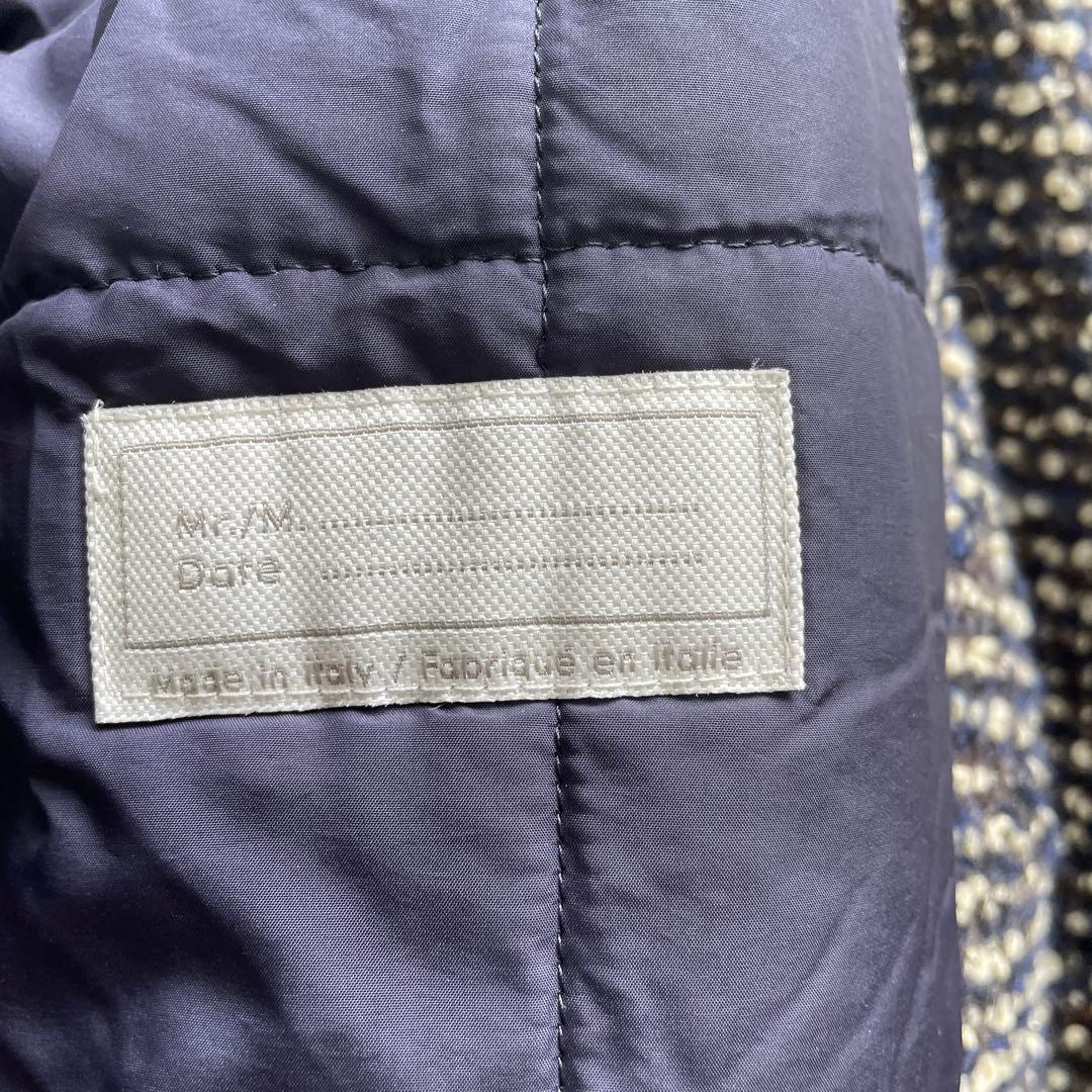 イレブンティ 伊製 ポロコート メランジ 起毛ブークレ　毛　総裏キルティング