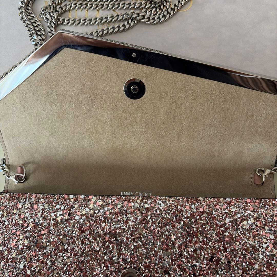 JIMMY CHOO グリッター クラッチパーティバッグ　チェーンショルダー