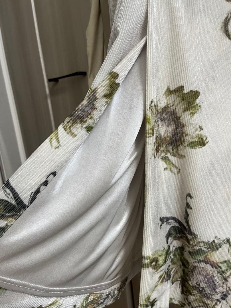 AMERI ドライフラワーベロアドレス　花柄　ロングドレス　長袖