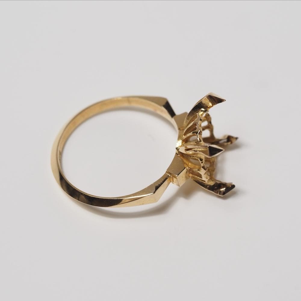 H*S様 難あり K18 リング 空枠 指輪 パール用 中古 18金 イエローゴ