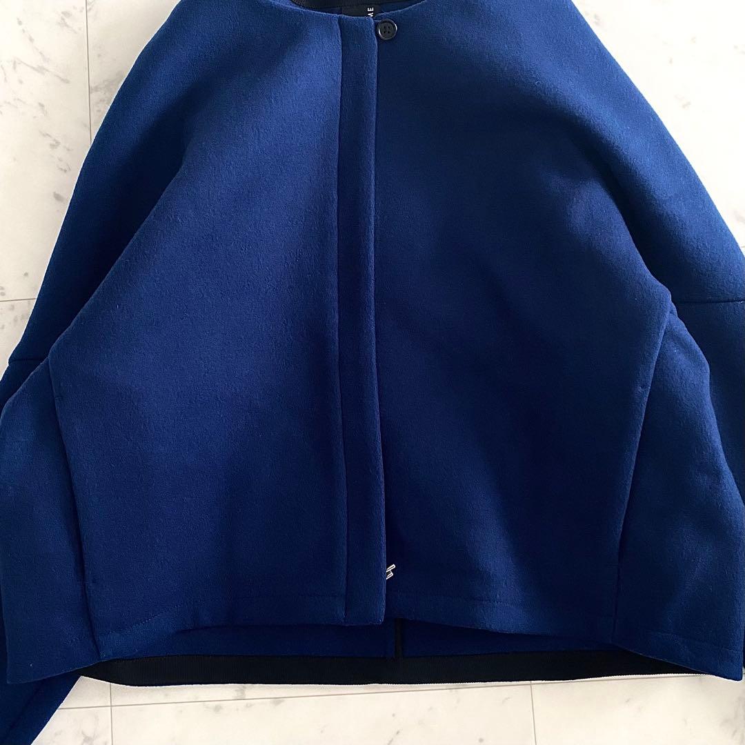 美品 サポートサーフェス×シジェームギンザ ノーカラーショート丈ウールコート 1