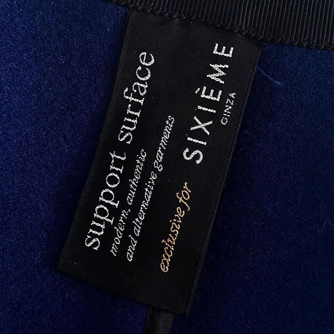 美品 サポートサーフェス×シジェームギンザ ノーカラーショート丈ウールコート 1