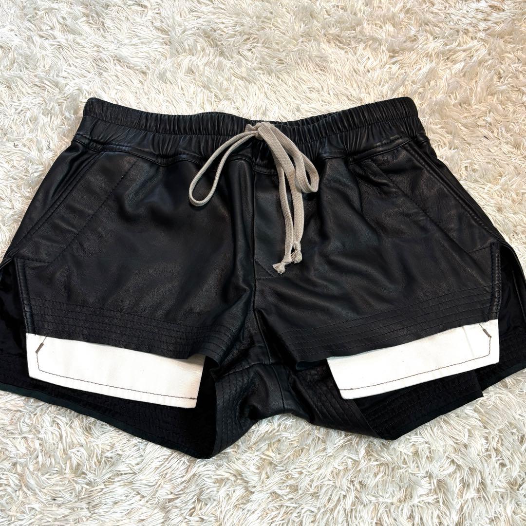 極美品✨Rick Owens ドローストリング　レザー　ショートパンツ 38