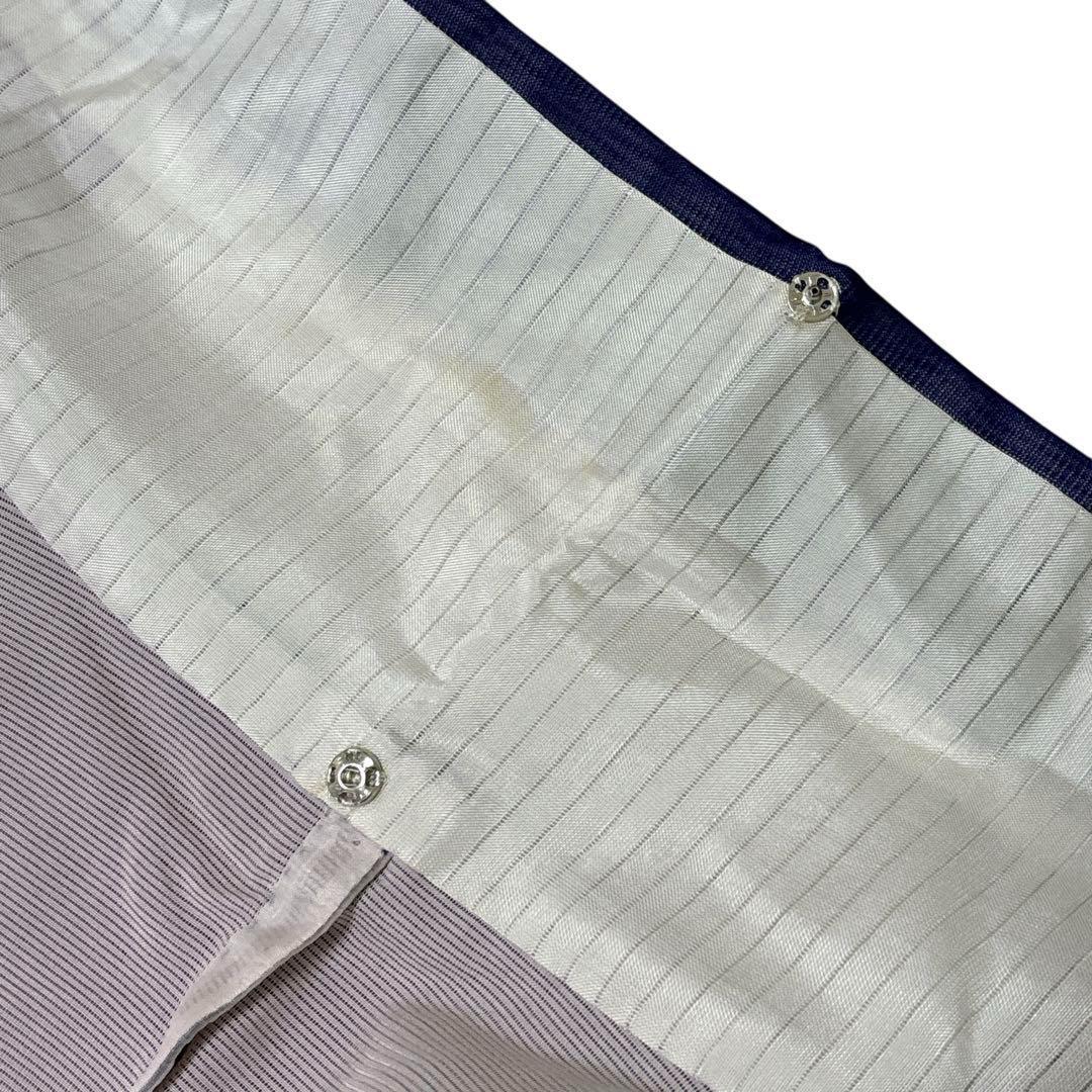 A69愛華 夏着物 二重紗　紺　波模様　刺繍　美品