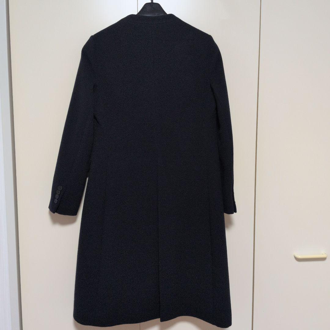 アナイ ANAYI ライトビーバーVカラーコート ノーカラー 36 ネイビー