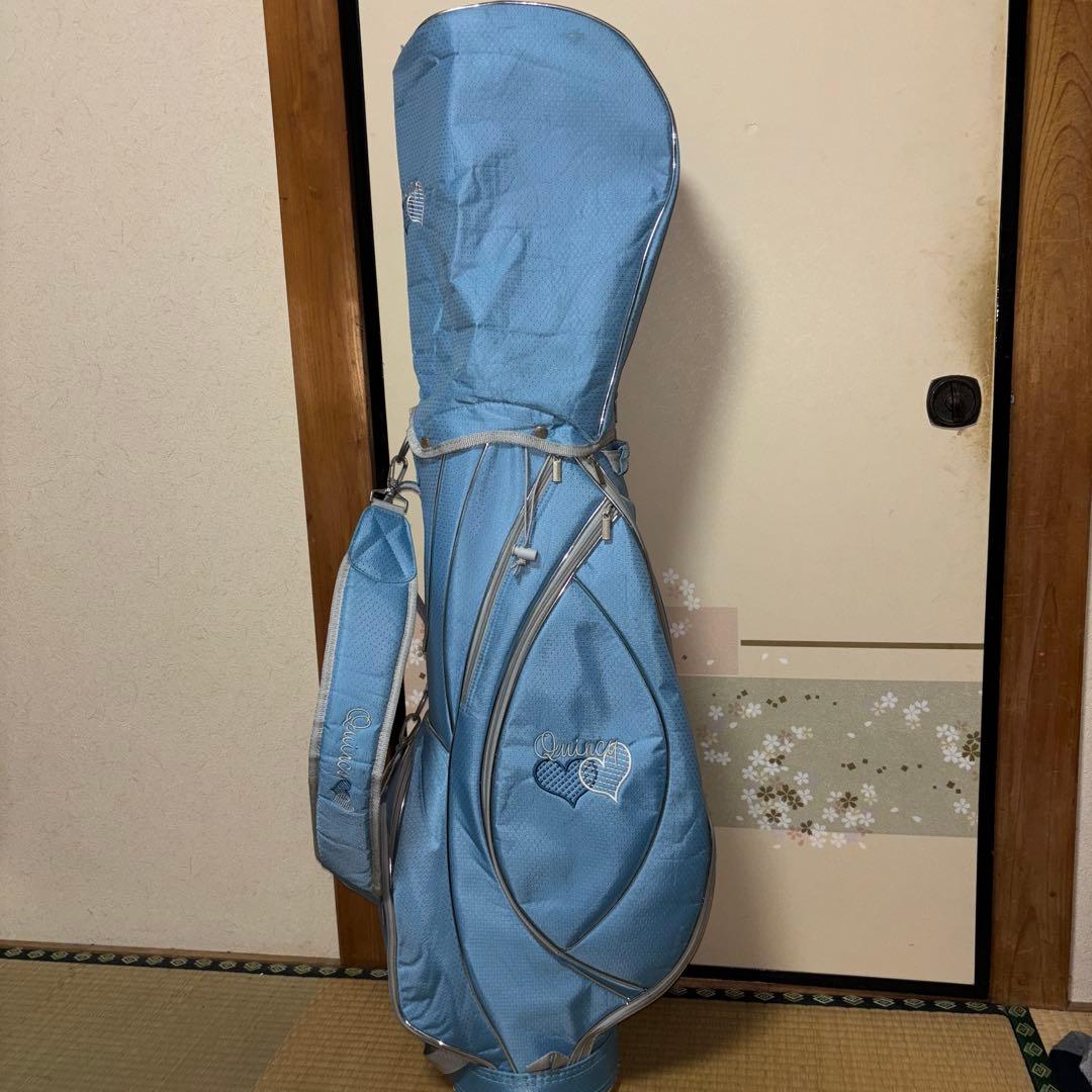 水色 ハート刺繍 キャディバッグ