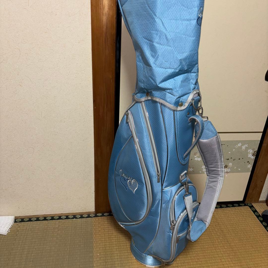 水色 ハート刺繍 キャディバッグ