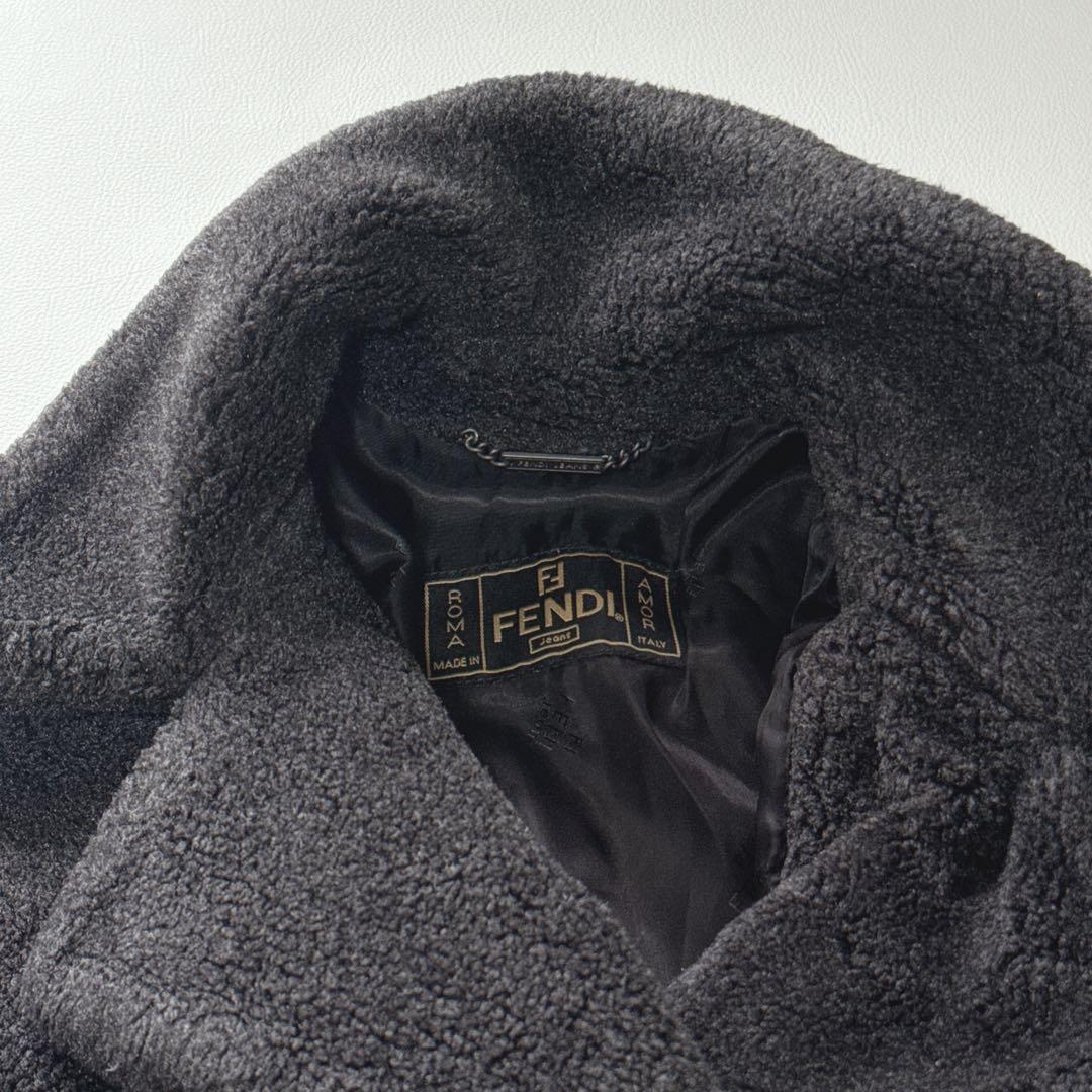 【美品】FENDI フェンディ　ボアコート トレンチ　ダブル　ロゴボタン