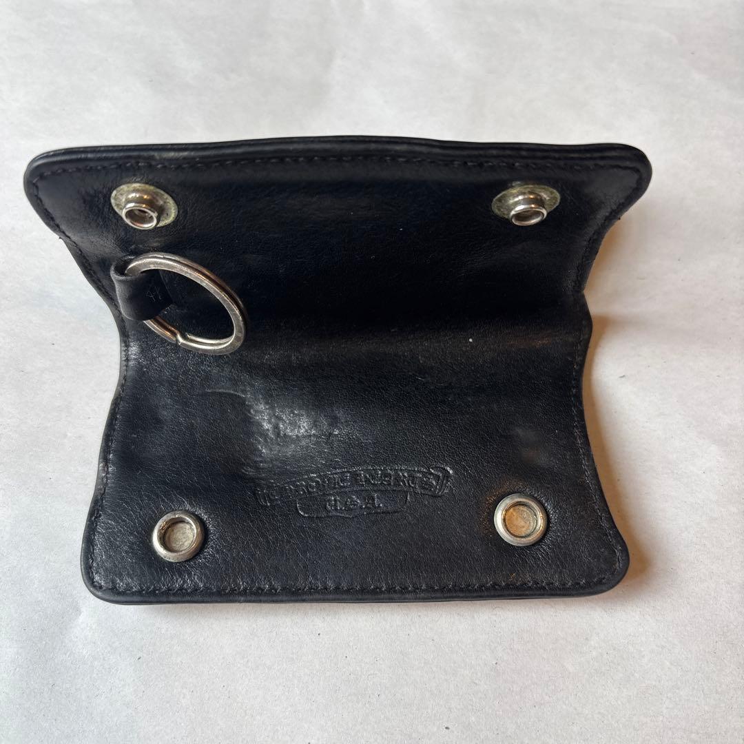 クロムハーツブラックレザー キーケース スナップボタン